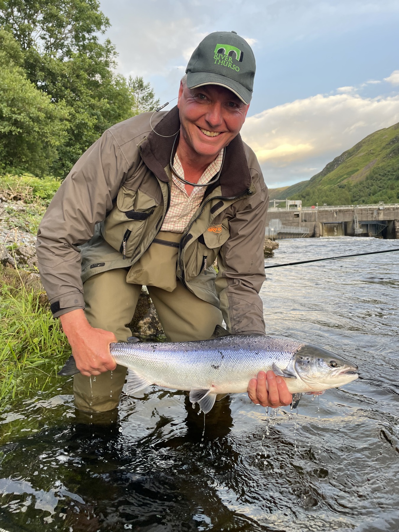 Atlantic salmon at sunset on a Sutherland river